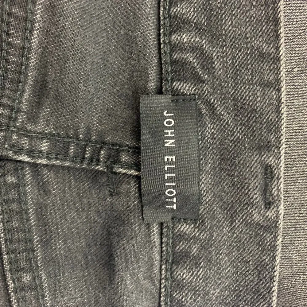 JOHN ELLIOTT Size 34 Grey Distressed Cotton Button Fly Jeans
